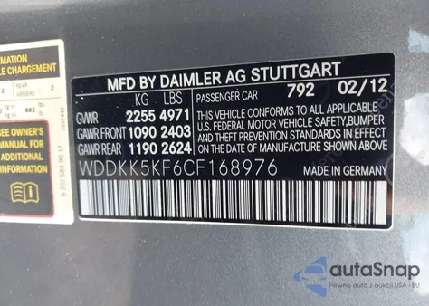 2012 Mercedes-Benz E 350 из США, поврежденный, VIN WDDKK5KF6CF168976